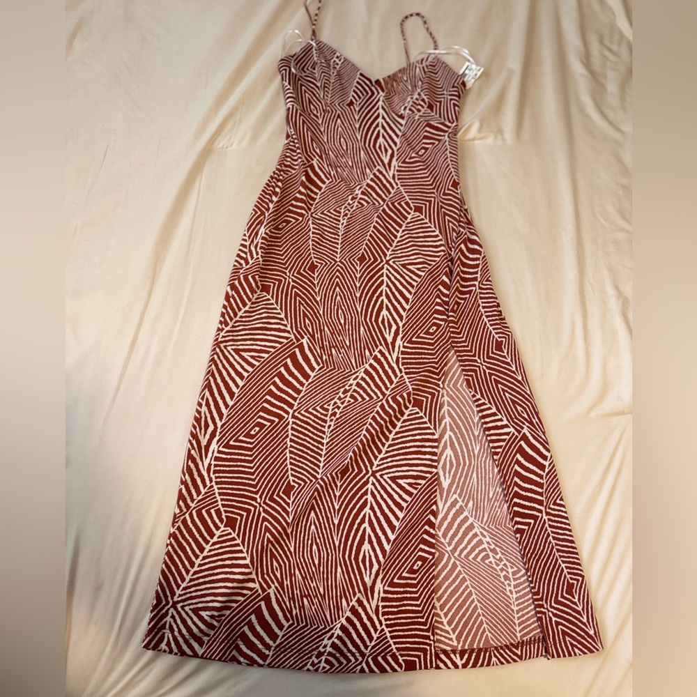 Geometric Patterned Brown Dress